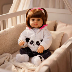 Bebê Reborn Pandinha Boneca Silicone Girl Pode Dar Banho