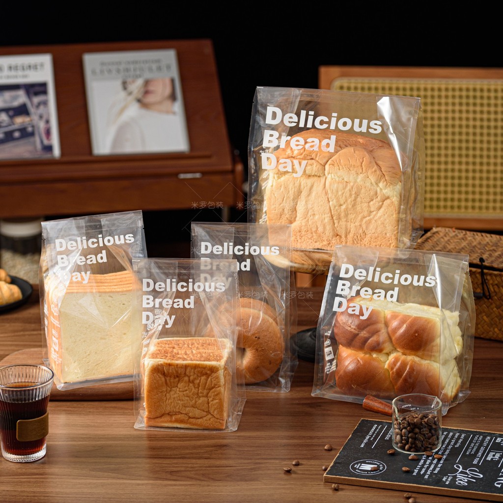 Saco de embalagem de pão máquina selo 250g saco de alimentos fatiado Mochi Croissant auto-adesivo saco alcalino água tor