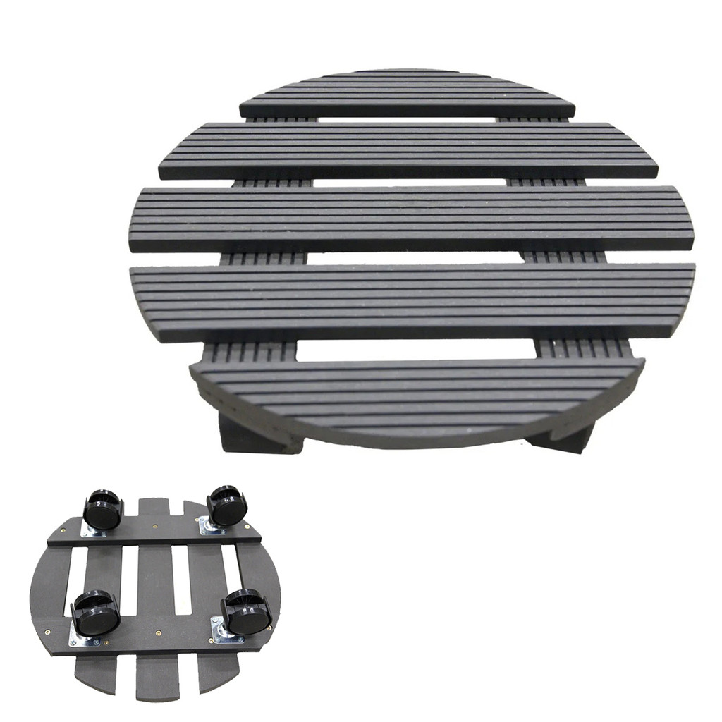 Suporte Vaso Planta Redondo Com Rodas Pallet Movel Decoracao Deck Jardim Varandas Sacadas Resistente Versatil