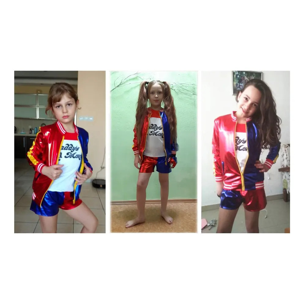 Traje 4 Peças Conjunto Esquadrão Suicida Feminino Coringa Halloween