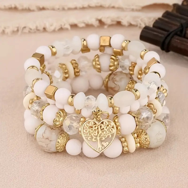 Casamentos Cor Elegante E Quente De Outono Perfeita Para Festas Pulseira Elástica De Contas Estilo Oriente Médio Com Pin