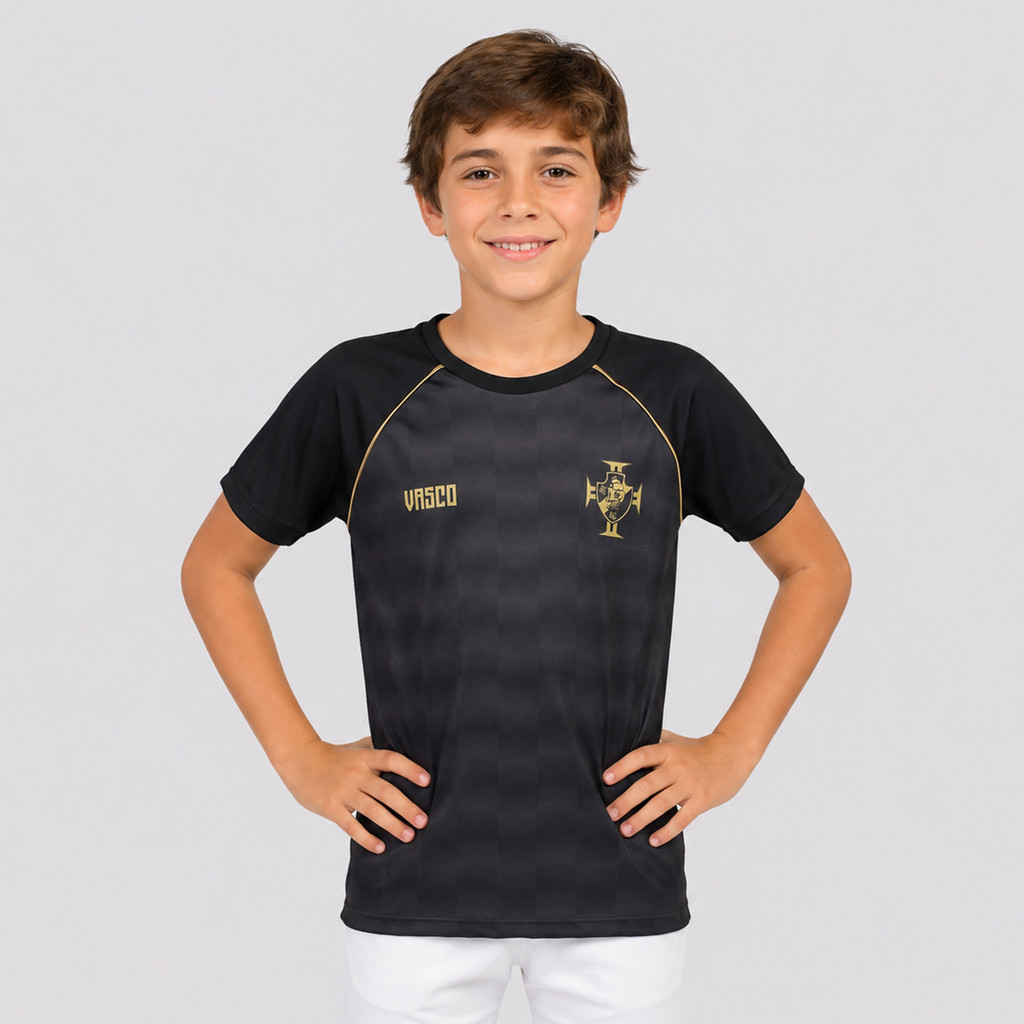 Camisa Vasco Mosaico Infantil Preta