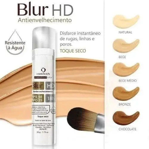 Base Facial Cosmobeauty Blur BEGE Hd Em Creme Com Proteção Solar Para Todo Tipo De Pele