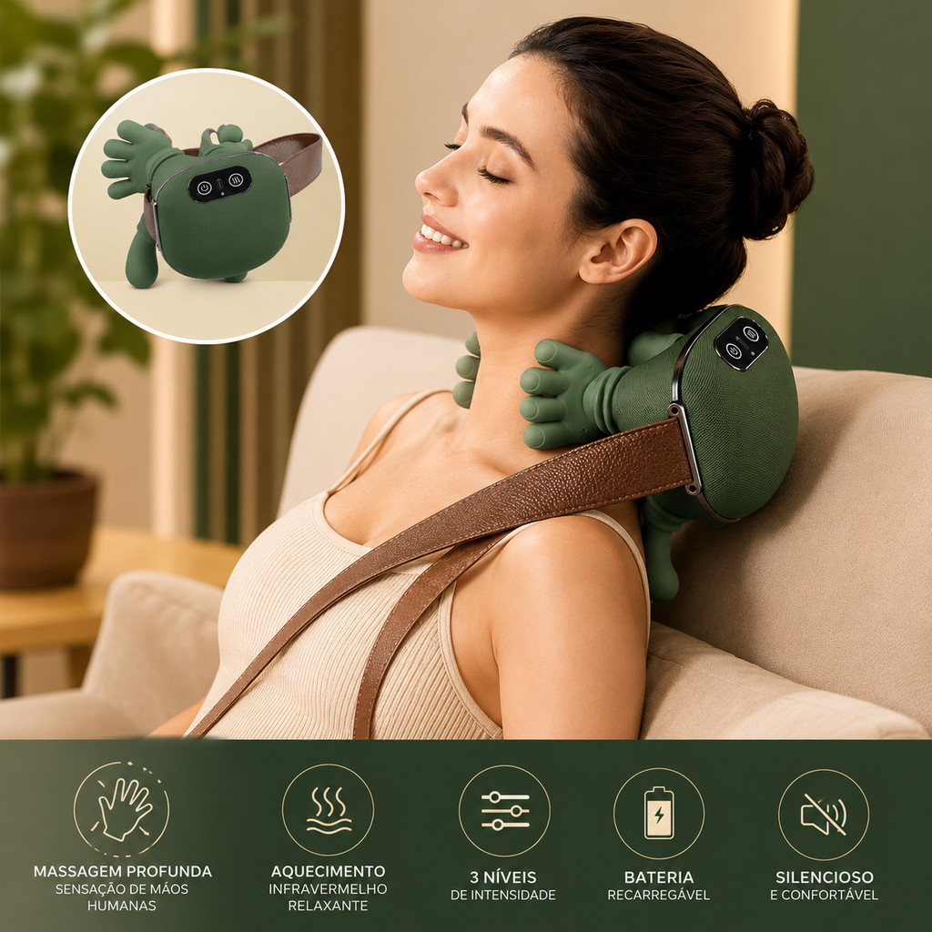 Massageador Elétrico Para Pescoço Cervical Costa Recarregável Infravermelho 3 Modos