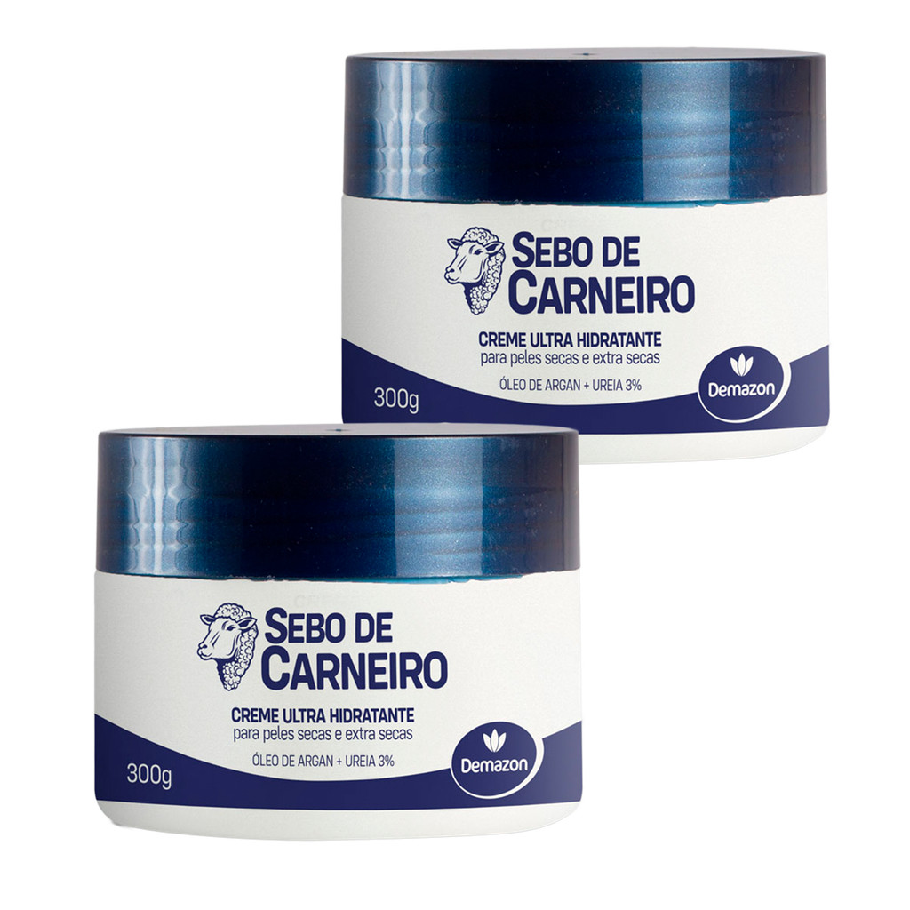 Kit 2un Creme Ultra Hidratante Sebo De Carneiro Ureia 3% Pote