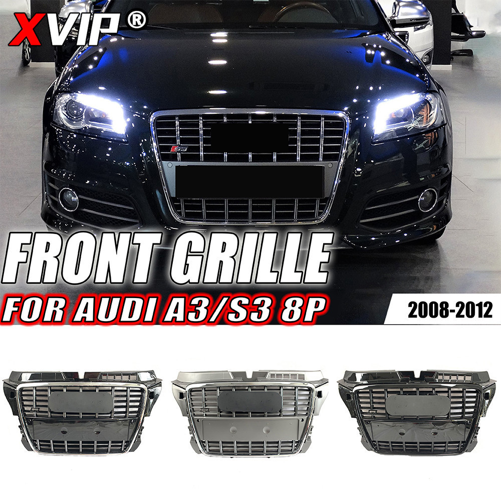 XVIP Grade Dianteira Estilo S3 , Adequada Para Audi A3 8P 2008-2012 , Prata E Preto Brilhante Grades De Corrida , Superi