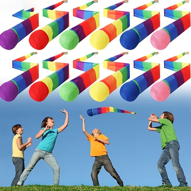 2 bolas de borla de arco-íris adequadas para crianças (95 cm/37.4 polegadas) -Brinquedos de jogo de arremesso de treinam
