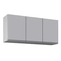 Armário de Cozinha Aéreo 120cm 3 Portas Virgínia Cinza Claro - Lumil