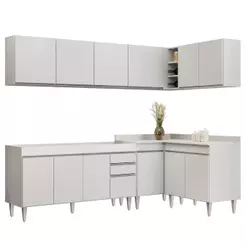 Armário de Cozinha Modulado de Canto 6 Peças CP31 Balcão sem Tampo Branco - Lumil
