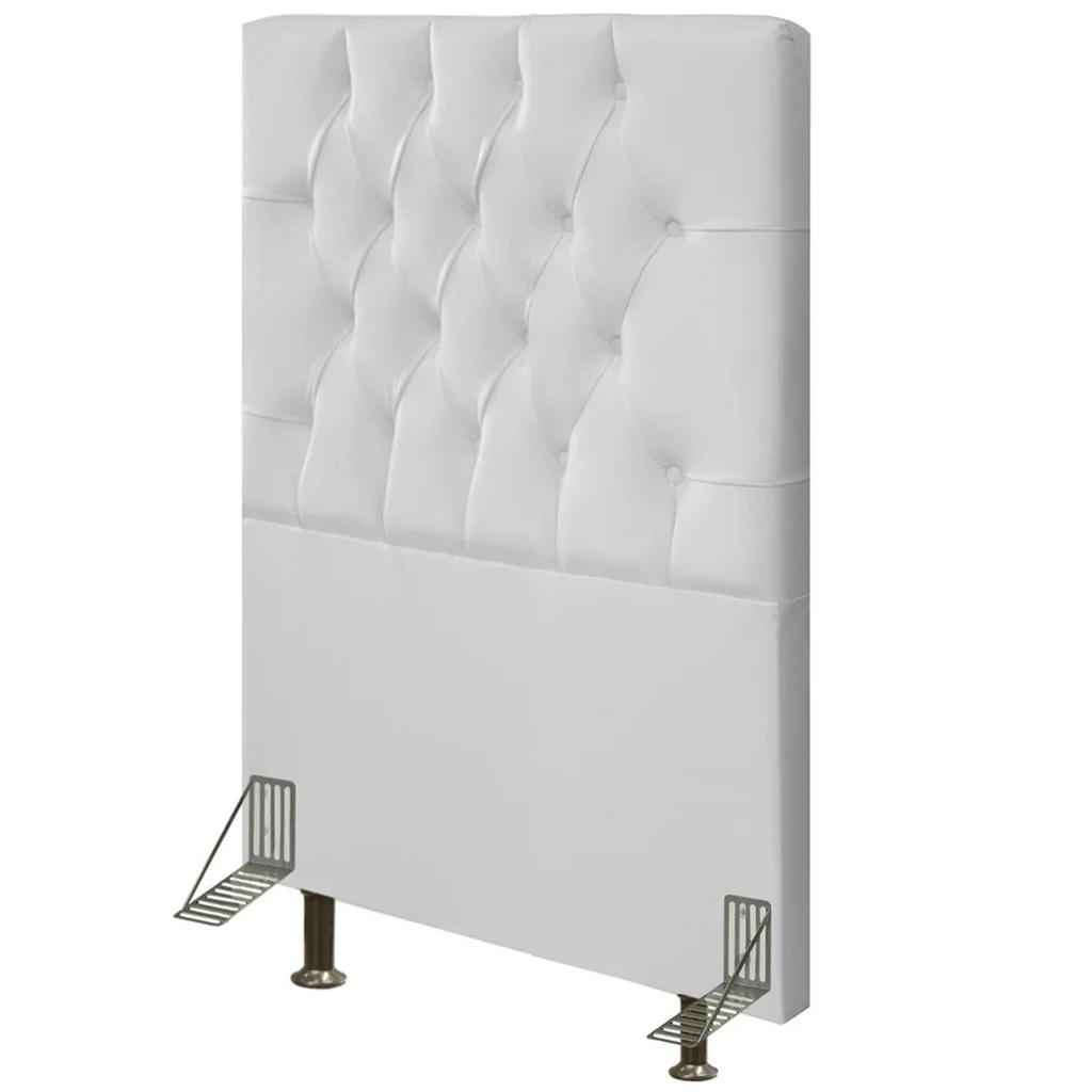 Cabeceira Cama Box Solteiro 90cm Diamante Sintético J02 Branco - Mpozenato