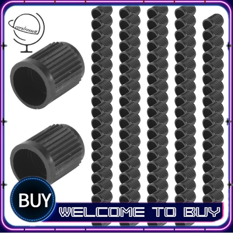 Conjunto De 100-Tampas De Válvula De Reposição De Plástico Preto . Carros , Caminhões , Motocicletas , ATV Pneus Schrade