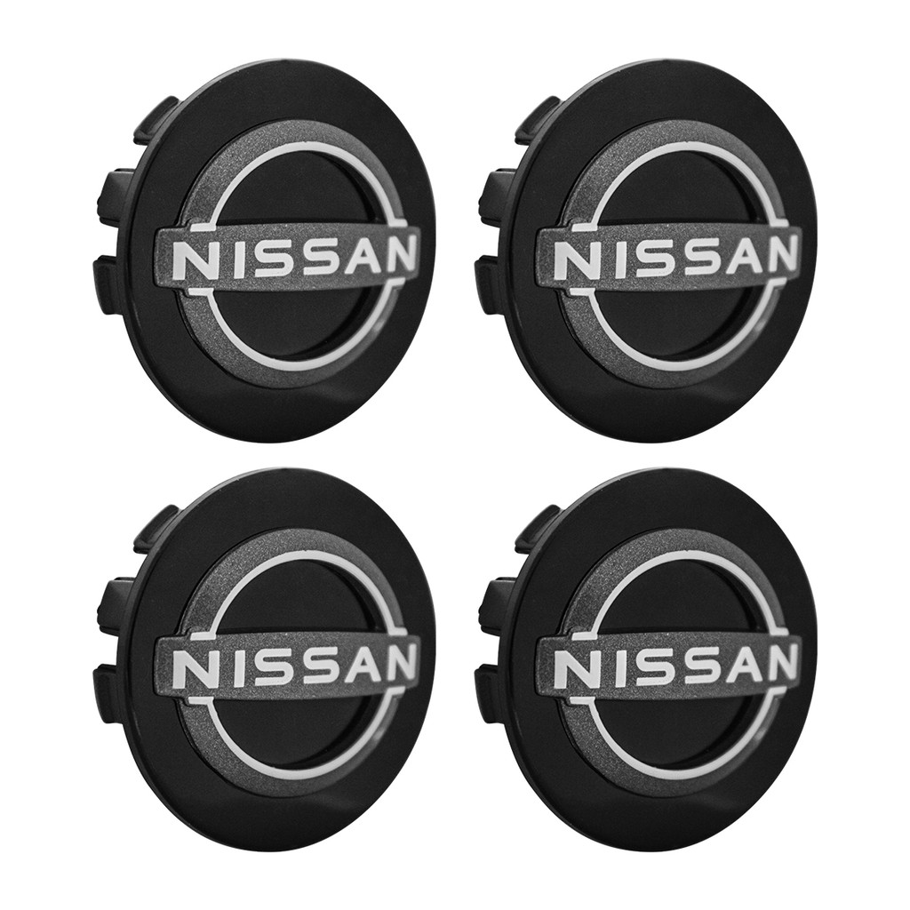 Jogo Calota Meio Roda Logo Novo Nissan Versa Sentra 51mm Preta