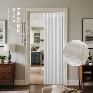 Cortina de porta dobrável sem perfuração, para-brisa de banheiro, casa, invisível, espessada, bloqueio de partição, cort