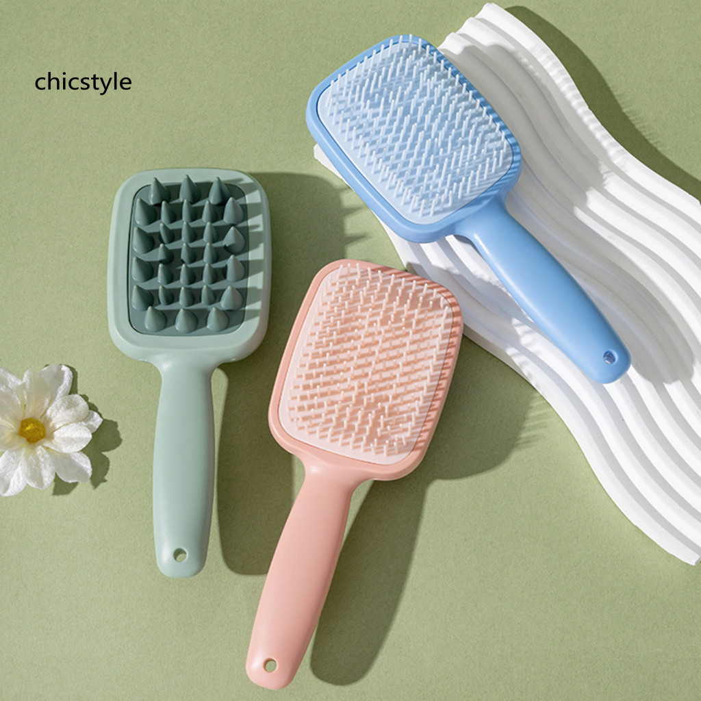 Scalp Massager Hair Comb Double-sided Shampoo Brush with Long Handle – Fine Wide Teeth 2-in-1 Detangling Scrubber for