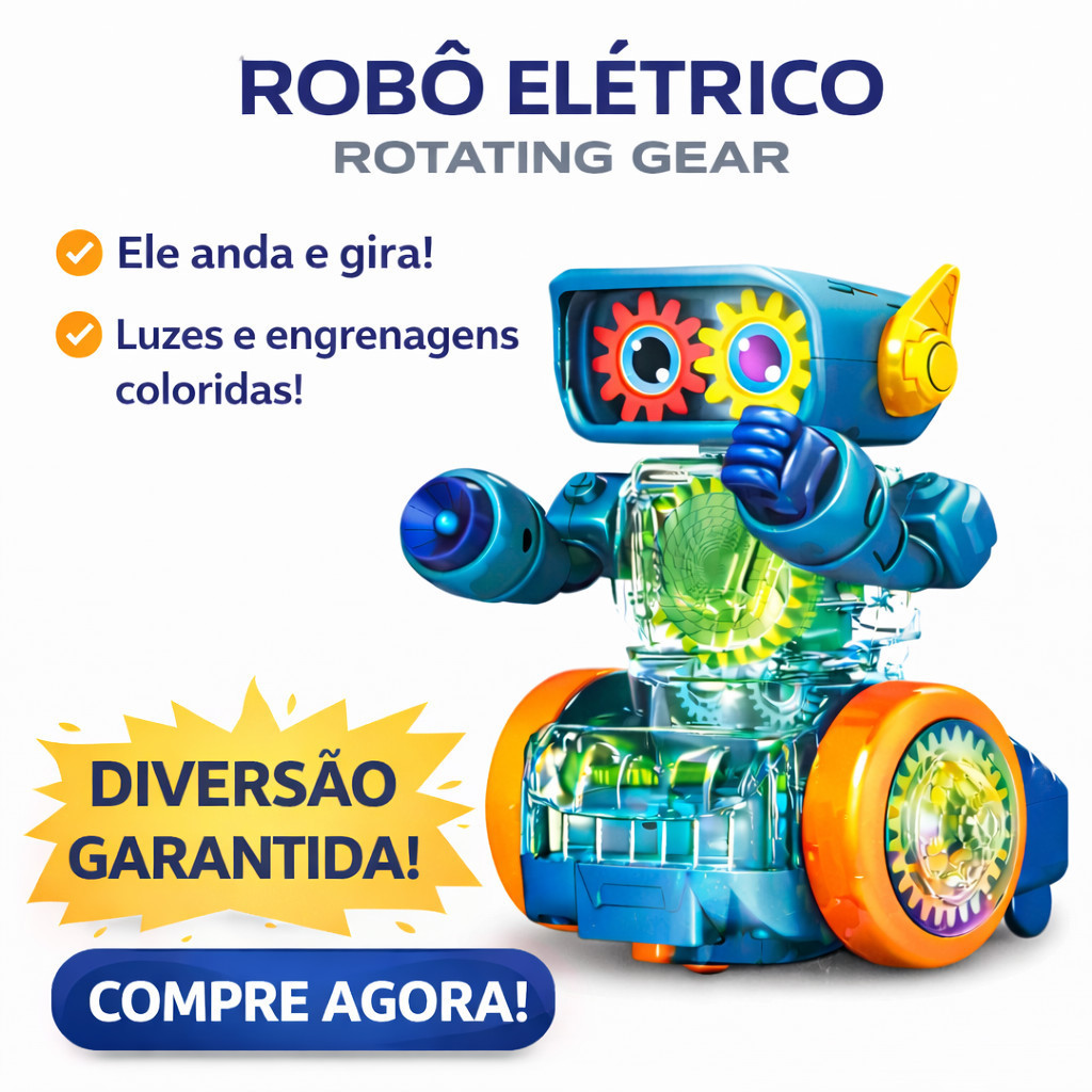 Robô Infantil que Anda e Gira com Luzes LED