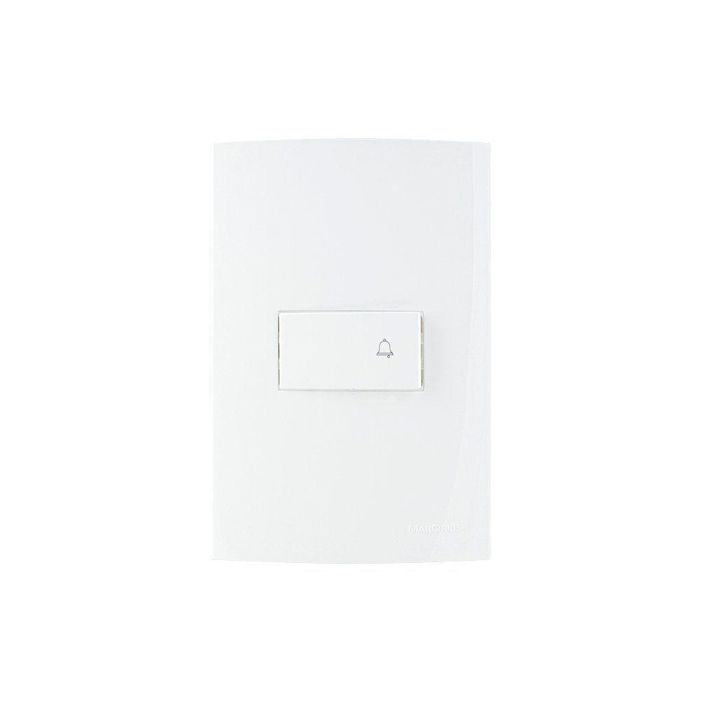 Interruptor Pulsador Para Campainha Margirius Sleek 10a Com Placa 4x2 Branco