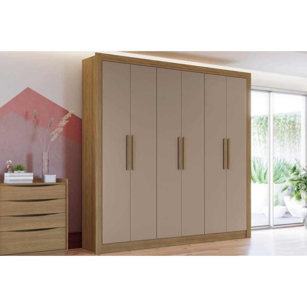 Guarda Roupa Casal 6 Portas e 2 Gavetas M569 Nogueira/Fendi - Kappesberg