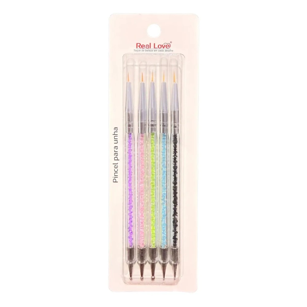 Kit De Pincéis Fino Line Art Com Boleador 5 Unidades Real Love