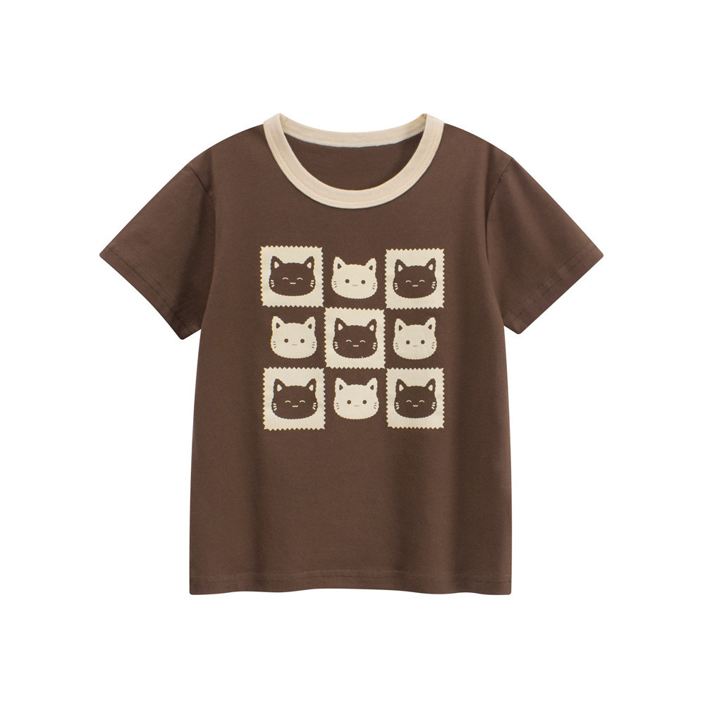27home marca puro algodão crianças camiseta de manga curta 2026 verão roupas infantis coreano meninas dos desenhos anima
