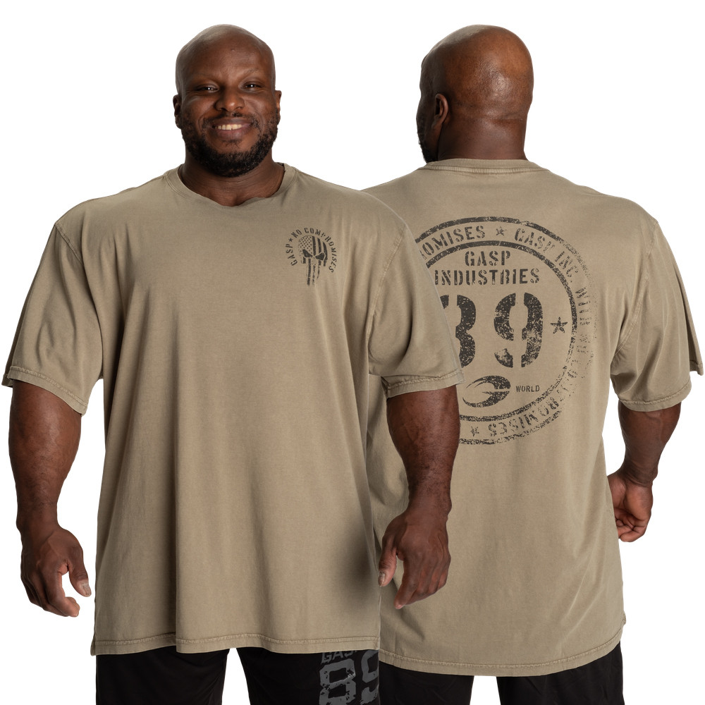 GASP Fitness puro algodão camiseta de manga curta solta esportes ao ar livre lazer treinamento muscular terno suor respi