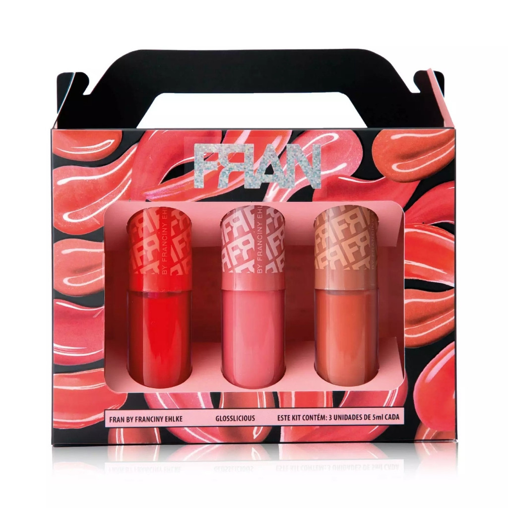 Kit Glosslicious Fran 3 Cores - Bocão De Diva 💖✨