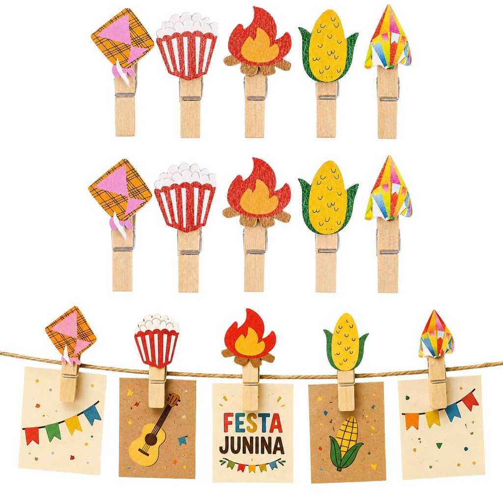 Kit Prendedor Decorativo Junino 3,5cm com 10 Peças Festa Arraiá