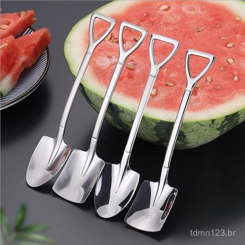 Conjunto de 4 peças de utensílios criativos de aço inoxidável vintage, incluindo espátulas, colheres de café, para sorve
