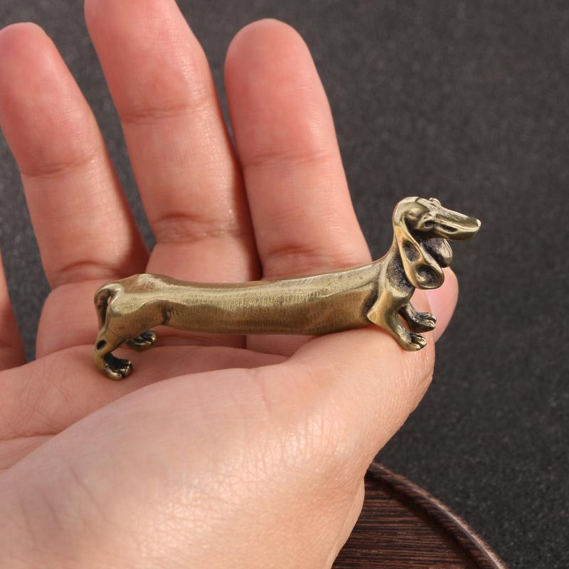 Awgwgs Estátua De Dachshund De Cobre Puro Antigo Salsicha Cão Estatueta De Bronze Vintage Colecionável Escritório Em Cas