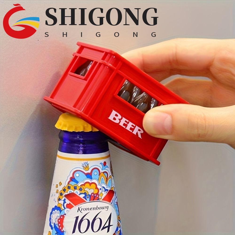 Abridor De Garrafas SHIGONG , Bebidas Em Forma De Caixa De Cerveja Criativo Portátil , Adesivo De Geladeira De Plástico