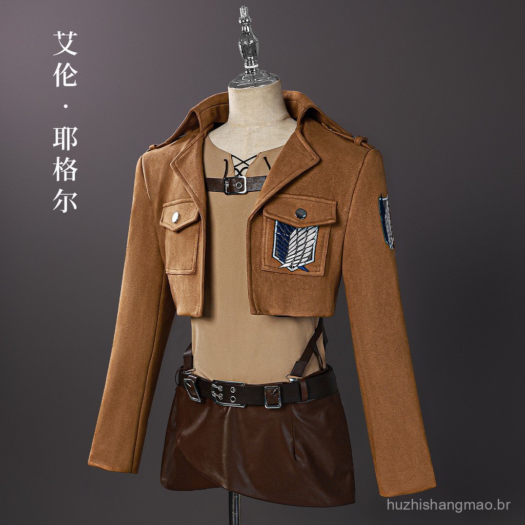 Fantasia de Cosplay de Eren de Attack on Titan, Traje de Role-playing de Anime do Corpo de Exploração de Mikasa e Levi