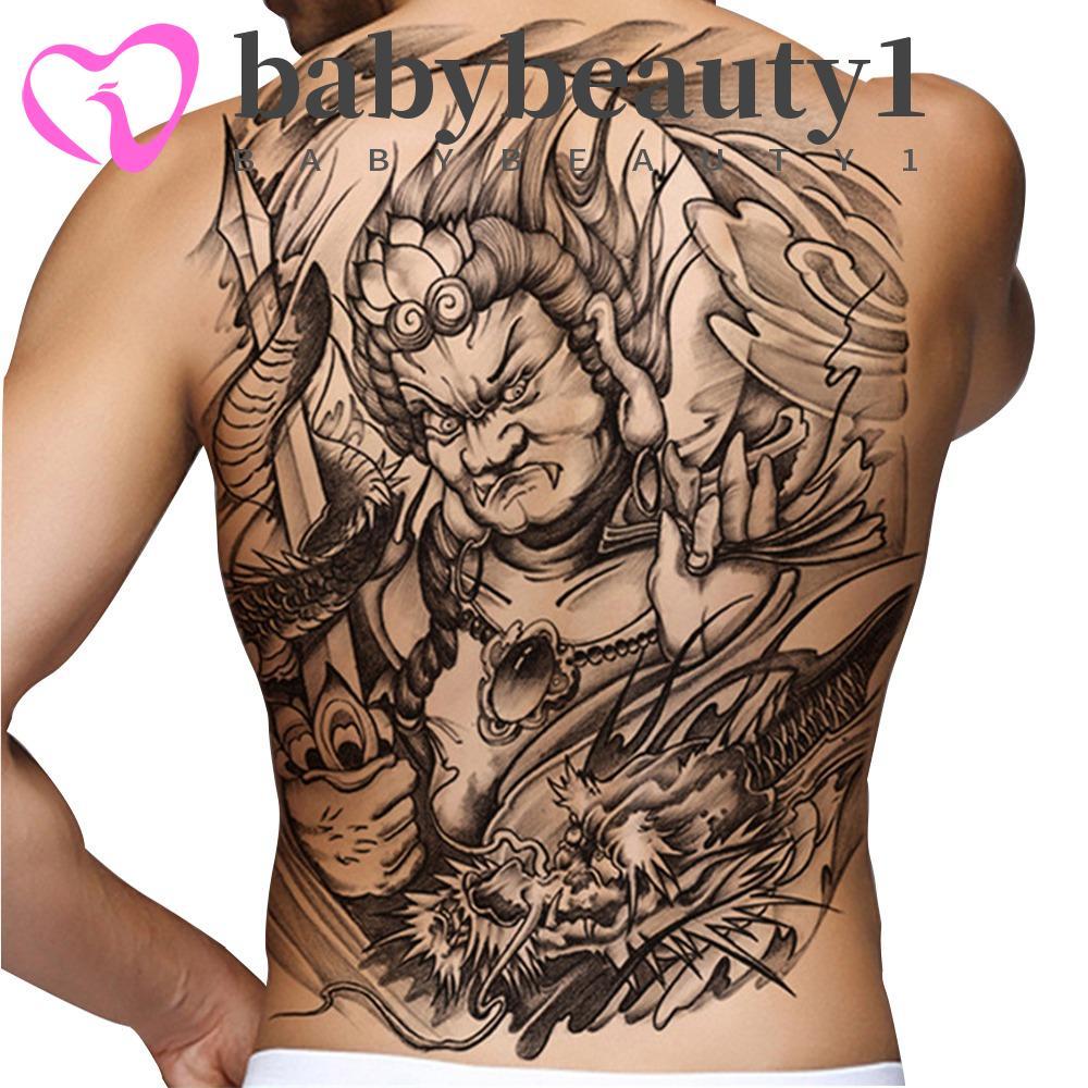 BABYBEAUTY1 Patch De Tatuagem Nas Costas Completas , Padrão De Buda Guan Gong Adesivo Braço De Flor