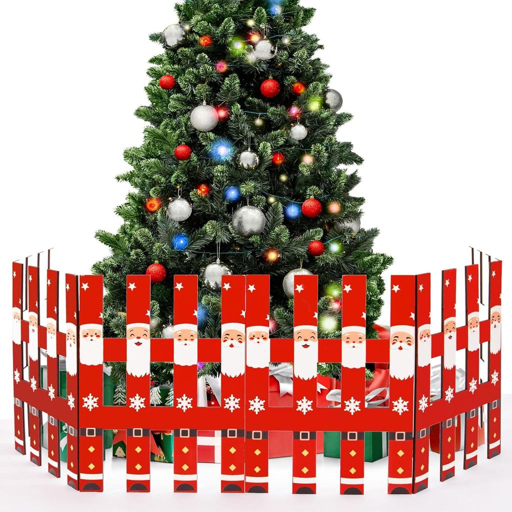 AWIZOM 6 Peças Decorações de Cerca para Árvore de Natal, Portão de Madeira para Árvore de Natal, Cerca Decorativa de Mad