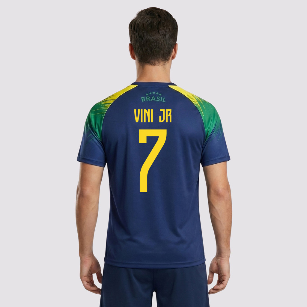 Camisa Brasil Raglan Azul Marinho 7 Vini Jr