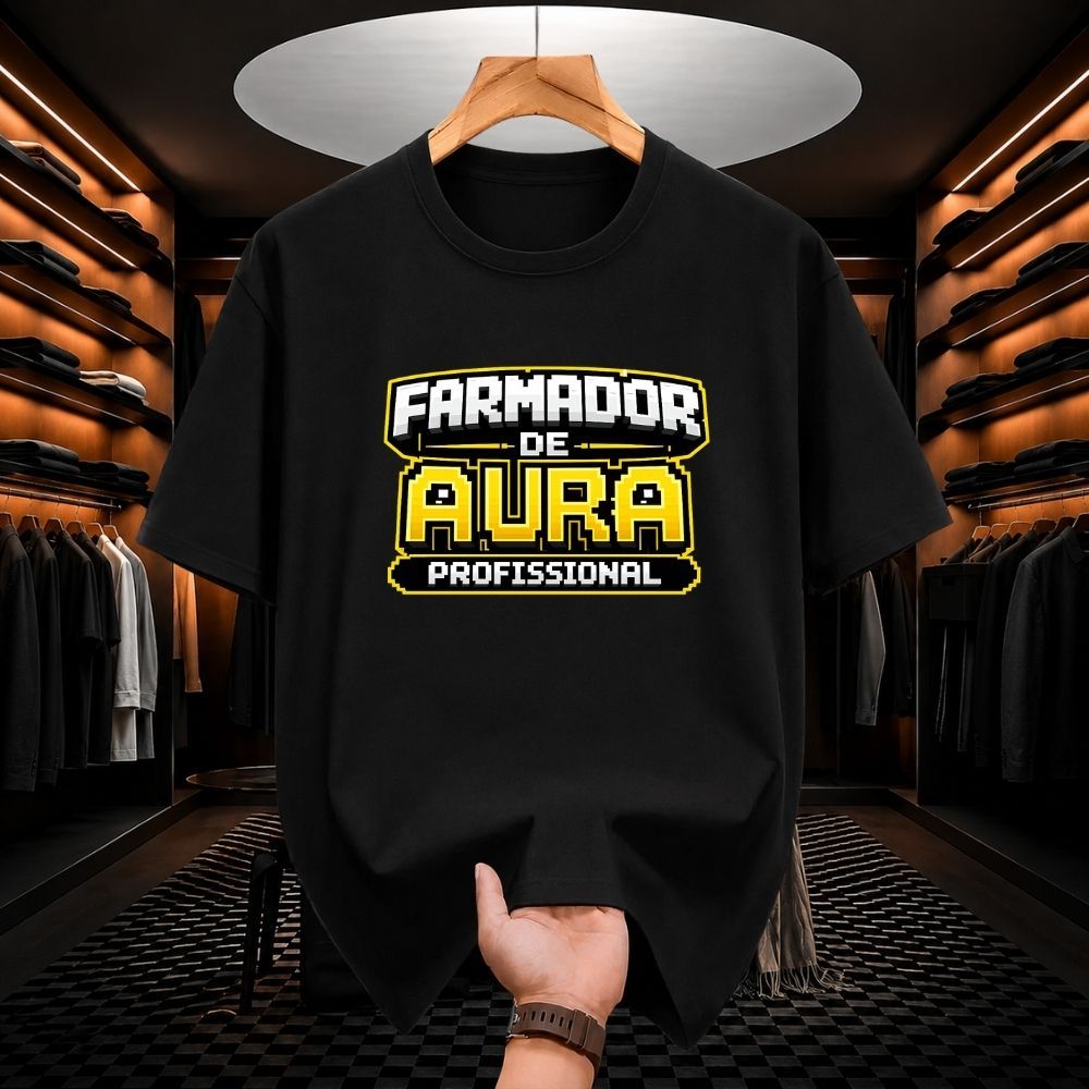 Camiseta Farmador de Aura Profissional Adulto e Infantil Meme Viral TikTok Algodão Premium Unissex