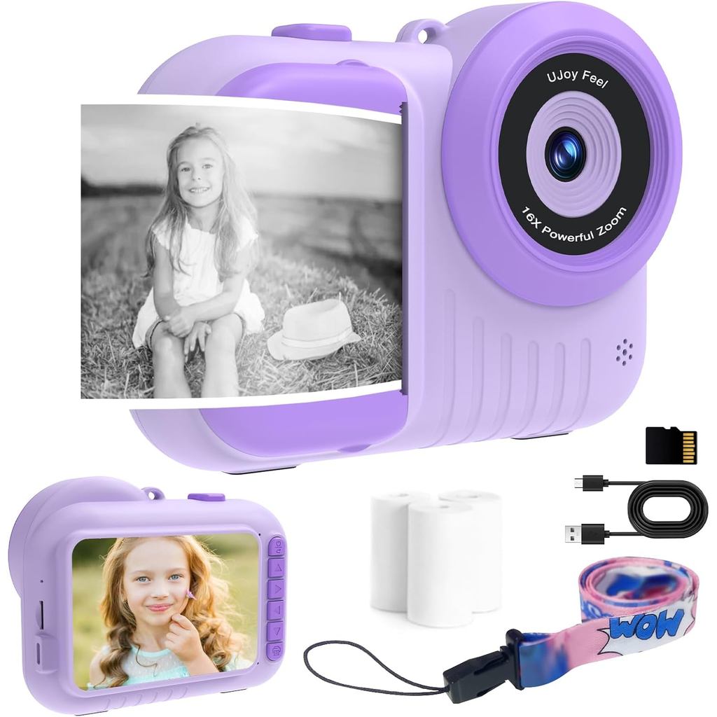 Câmera Infantil de Impressão Instantânea que Imprime Fotos, Câmera Digital de Impressão Instantânea em Preto e Branco pa