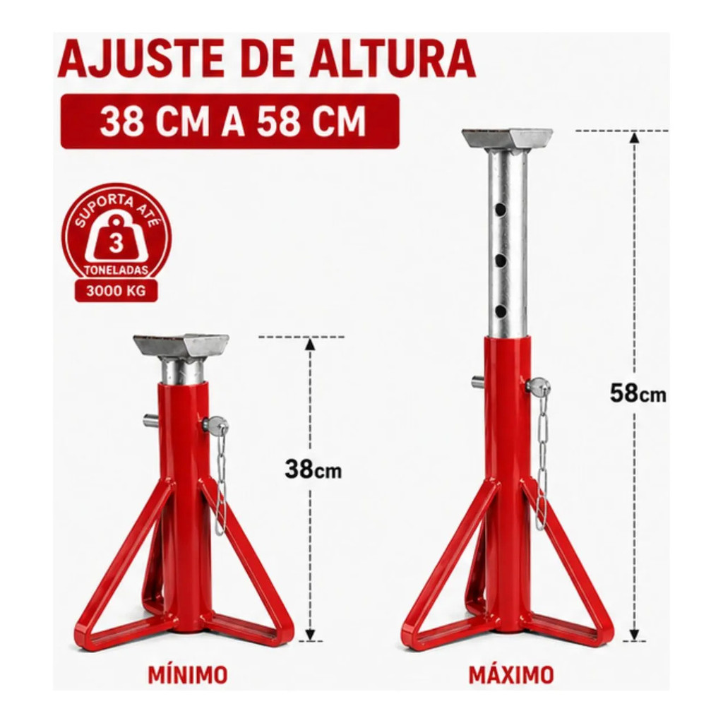Kit Com 2 Unidades Cavalete Carro Automotivo Veículo 3 Toneladas — imagem 2 de 2