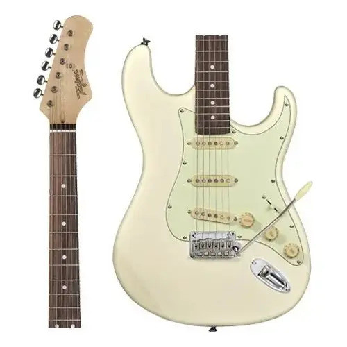 Guitarra Elétrica Tagima T-635 OWH DF AWH Stratocaster Olympic White Escala Escura Escudo Branco