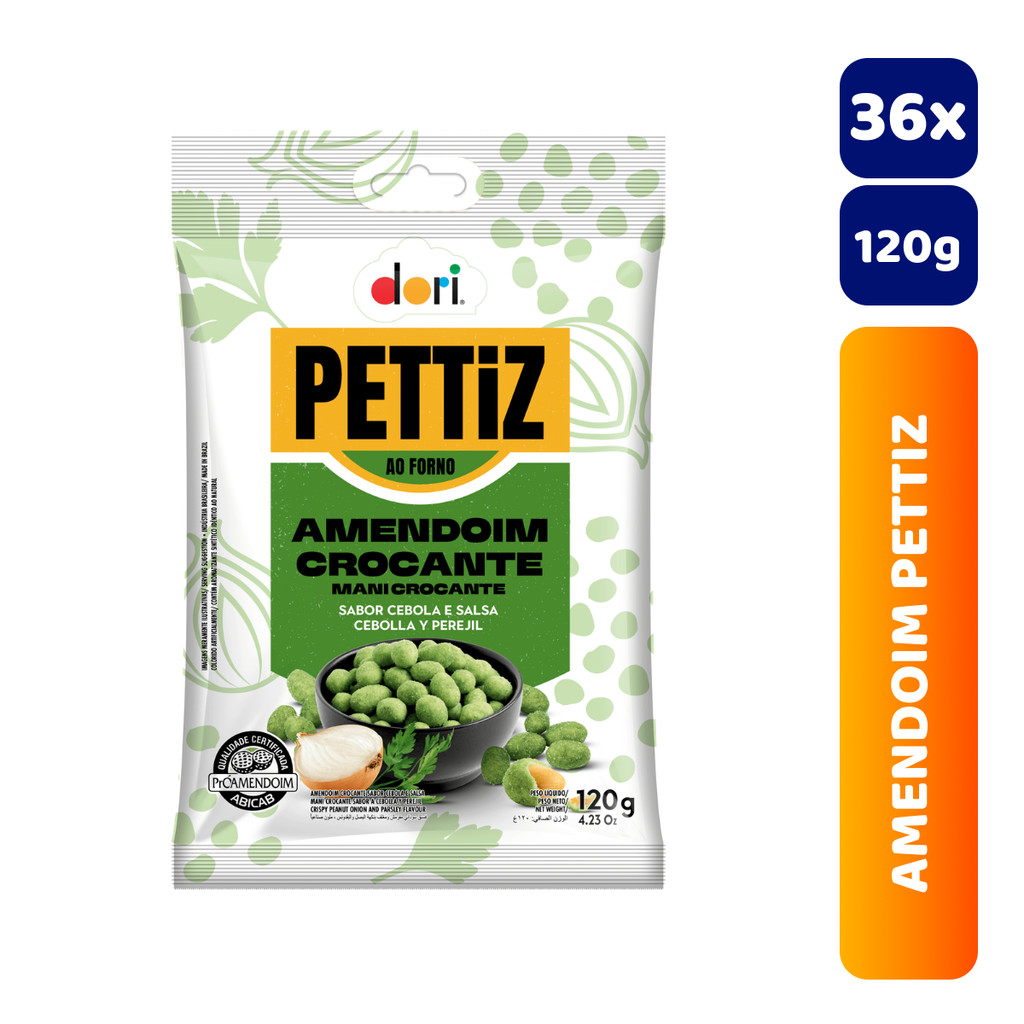 Kit 36x Amendoim Crocante Cebola e Salsa Pettiz 120g