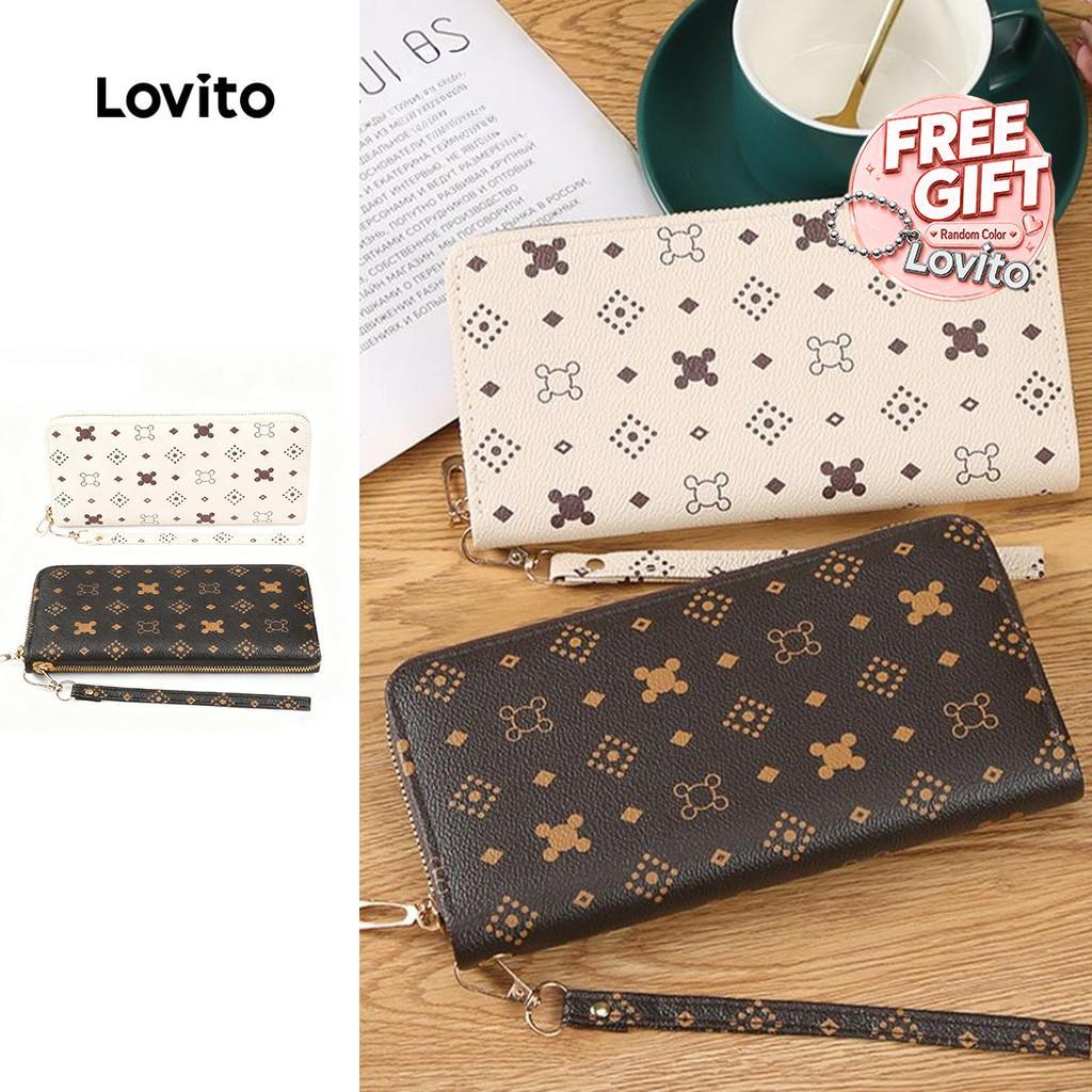 Lovito Carteira Casual geométrica para presbiopia com zíper compacto para mulheres LFA65063