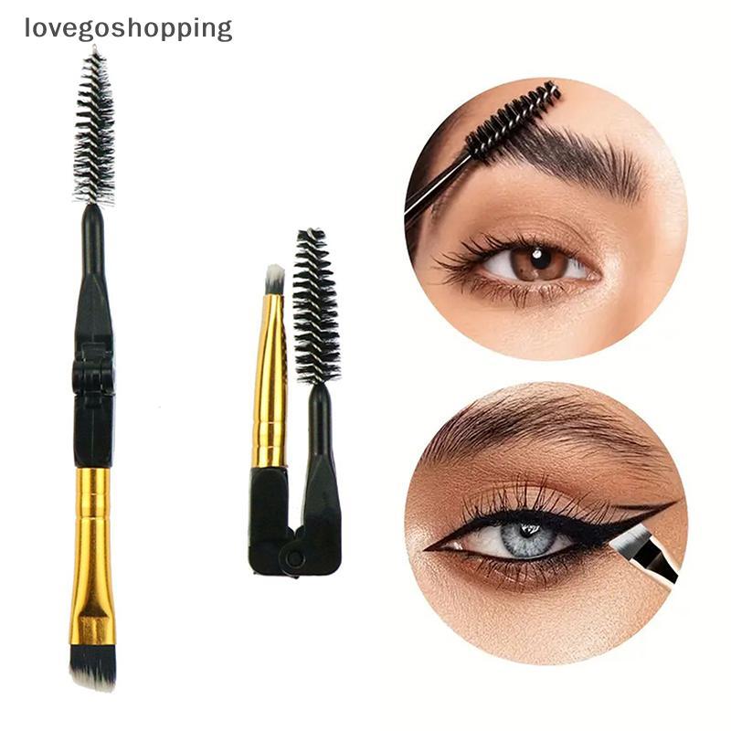 [lovego] Pincel De Sobrancelha Dobrável Delineador Pincéis De Maquiagem Angular De Ponta Dupla Spoolie 2 Em 1 Para Cílio