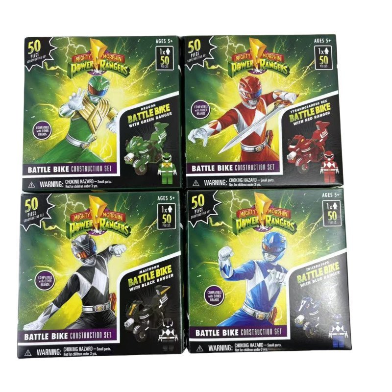 Hasbro Power Rangers Figuras de Blocos Verde, Azul, Vermelho e Preto Veículo de Batalha J6L0