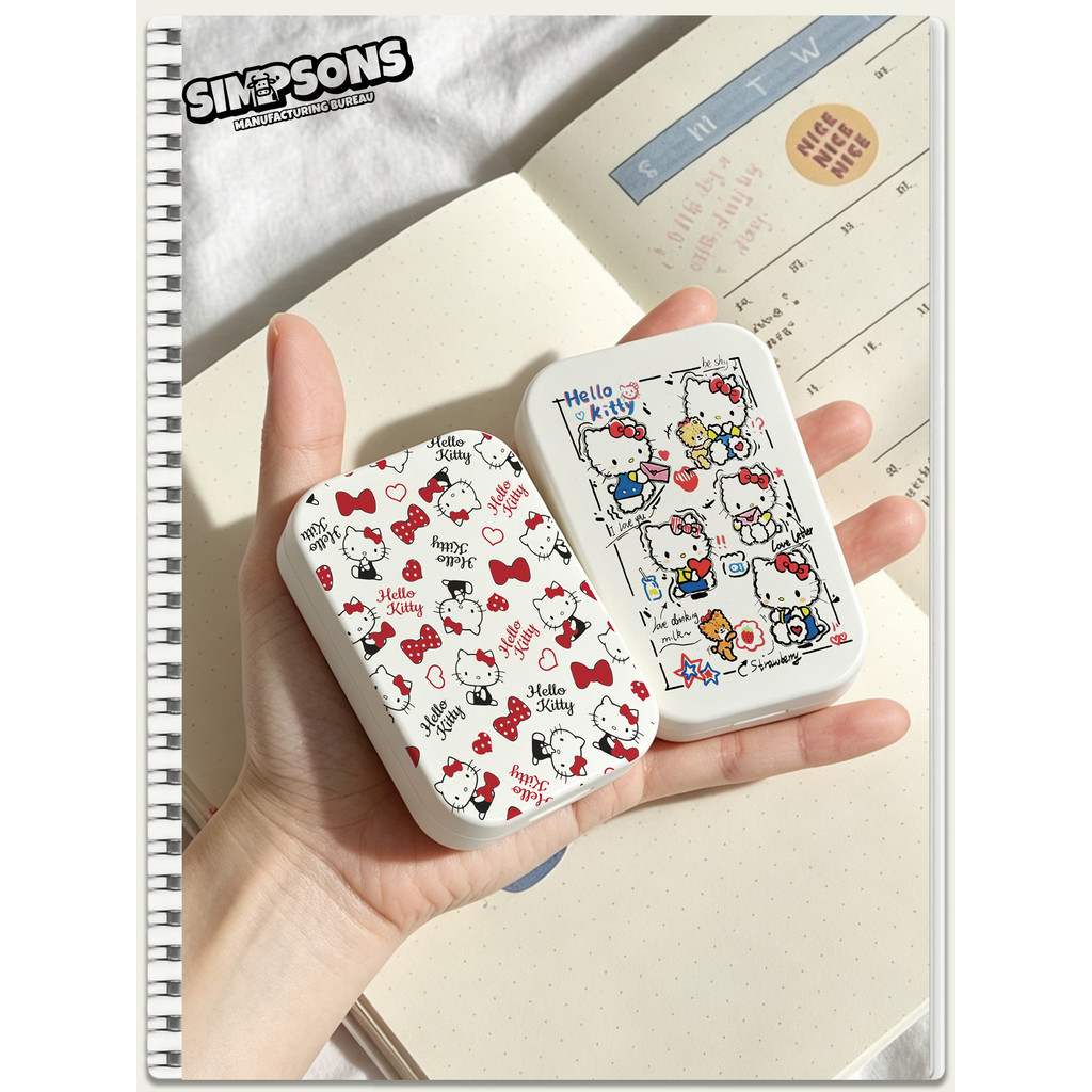 SIMS Original Olá KT Bonito Dos Desenhos Animados Branco Lente de Contato Caixa Companion Criativo Portátil