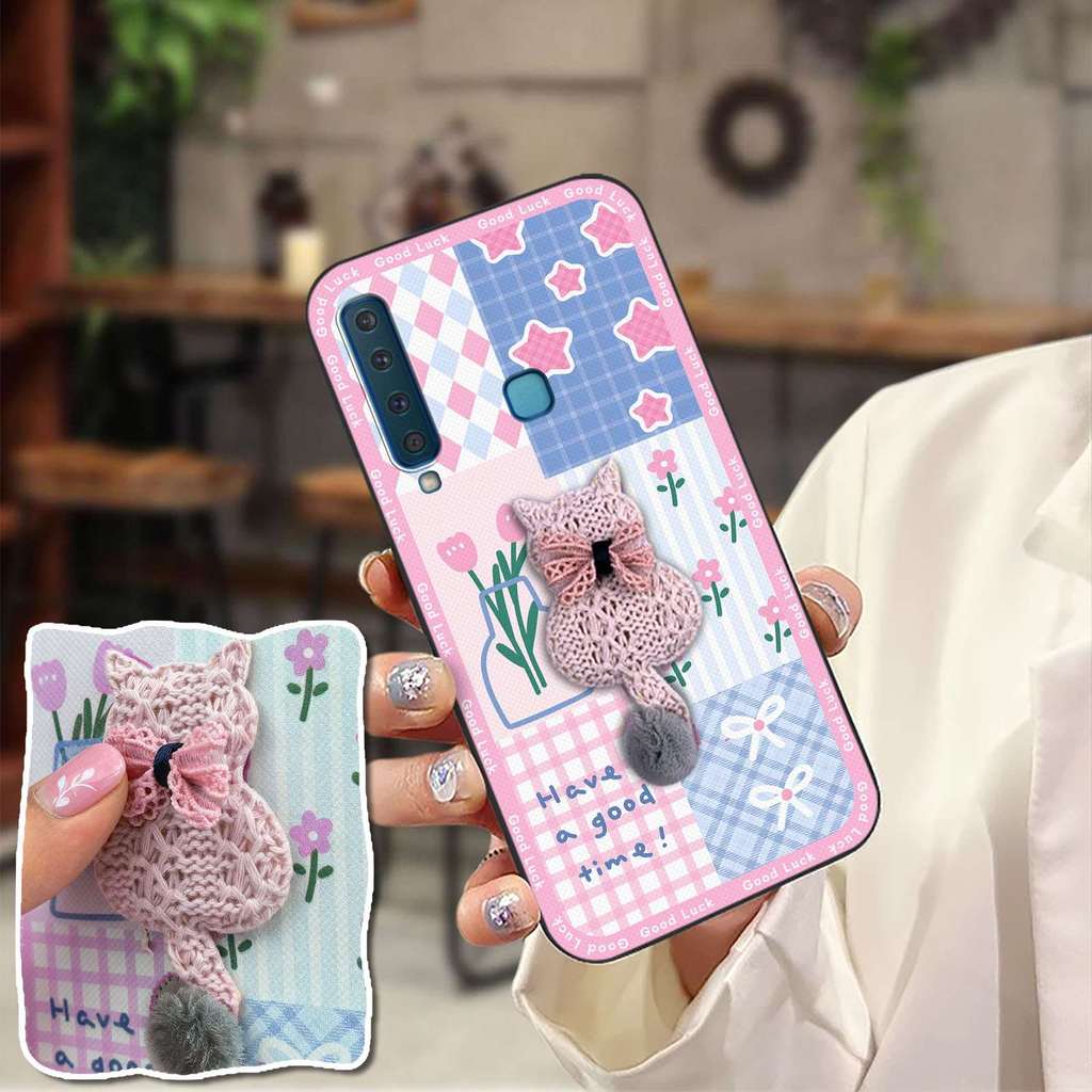 Capa De Telefone Anti-Queda TPU Para Samsung Galaxy A9 2018/A9s/A920/SM-A920F Design De Moda Bordado Pano Remendo Bolsa