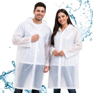 Kit Capa De Chuva Adulto Unissex Reutilizável Resistente Com Capuz Passeio Festas Impermeável