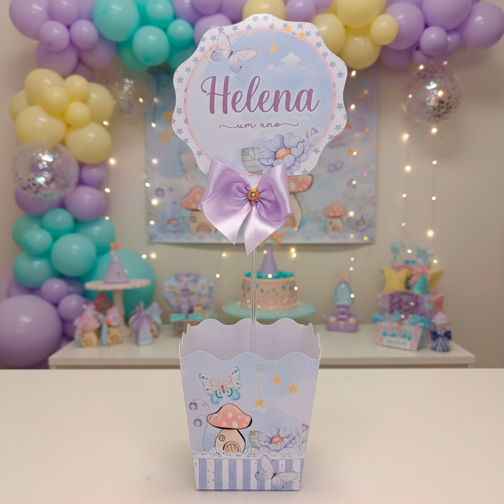 Centro de Mesa Jardim Encantado Borboletas Lilás - Lembrancinha - Festa Aniversário