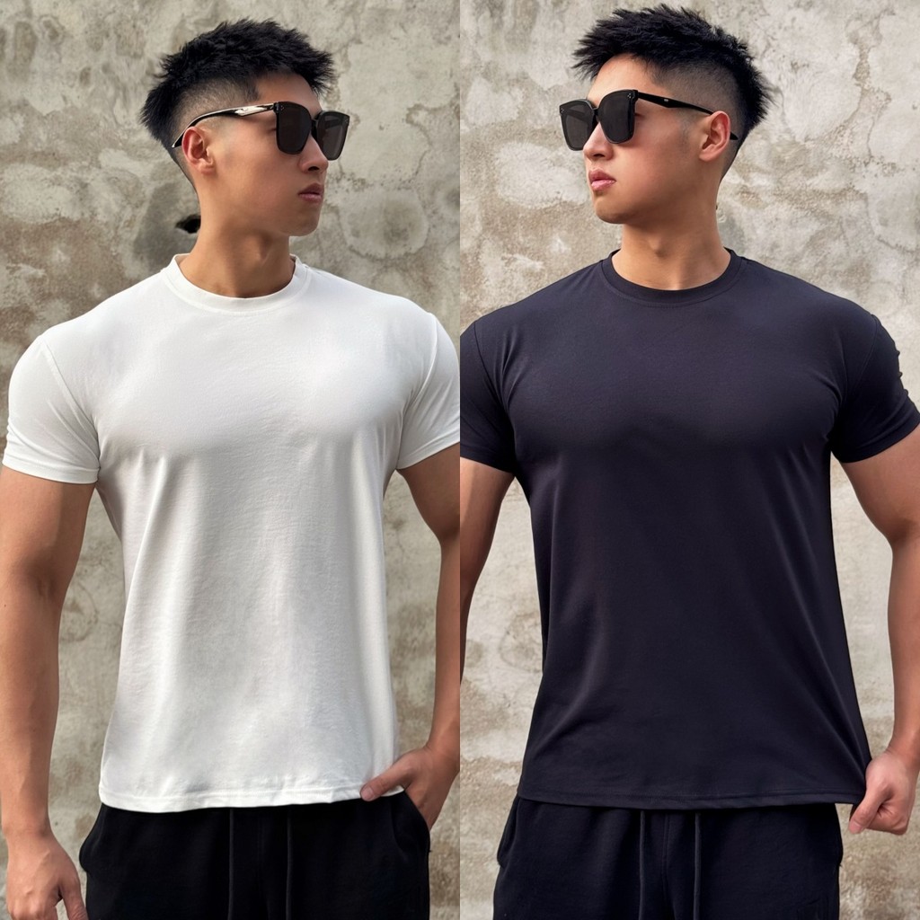 Verão Clone algodão pequeno decote americano Fitness esportes lazer manguito impresso respirável elástico legal camiseta