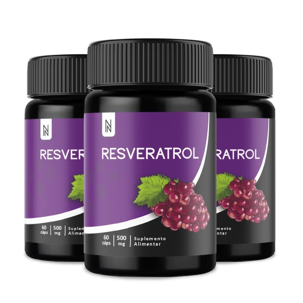 kit 3 POTES RESVERATR0L G-500 60 CA'PSULAS NATURALY