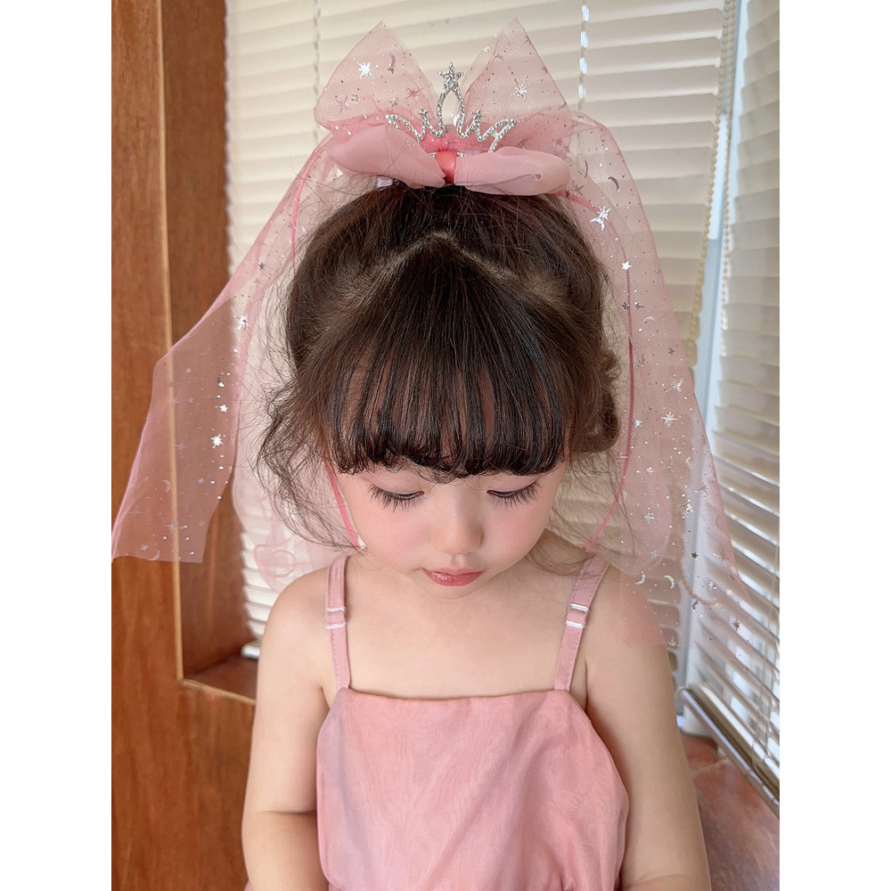Menina aniversário cocar flor menina bebê Elsa vestido de princesa véu menina acessórios para o cabelo hairpin coroa das