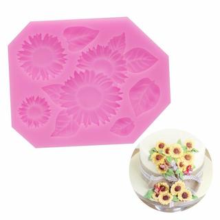 Molde de Silicone para bolo fondant, flor de girassol, folha Pastoral, flor pequena, fondant, argila macia, acessórios e