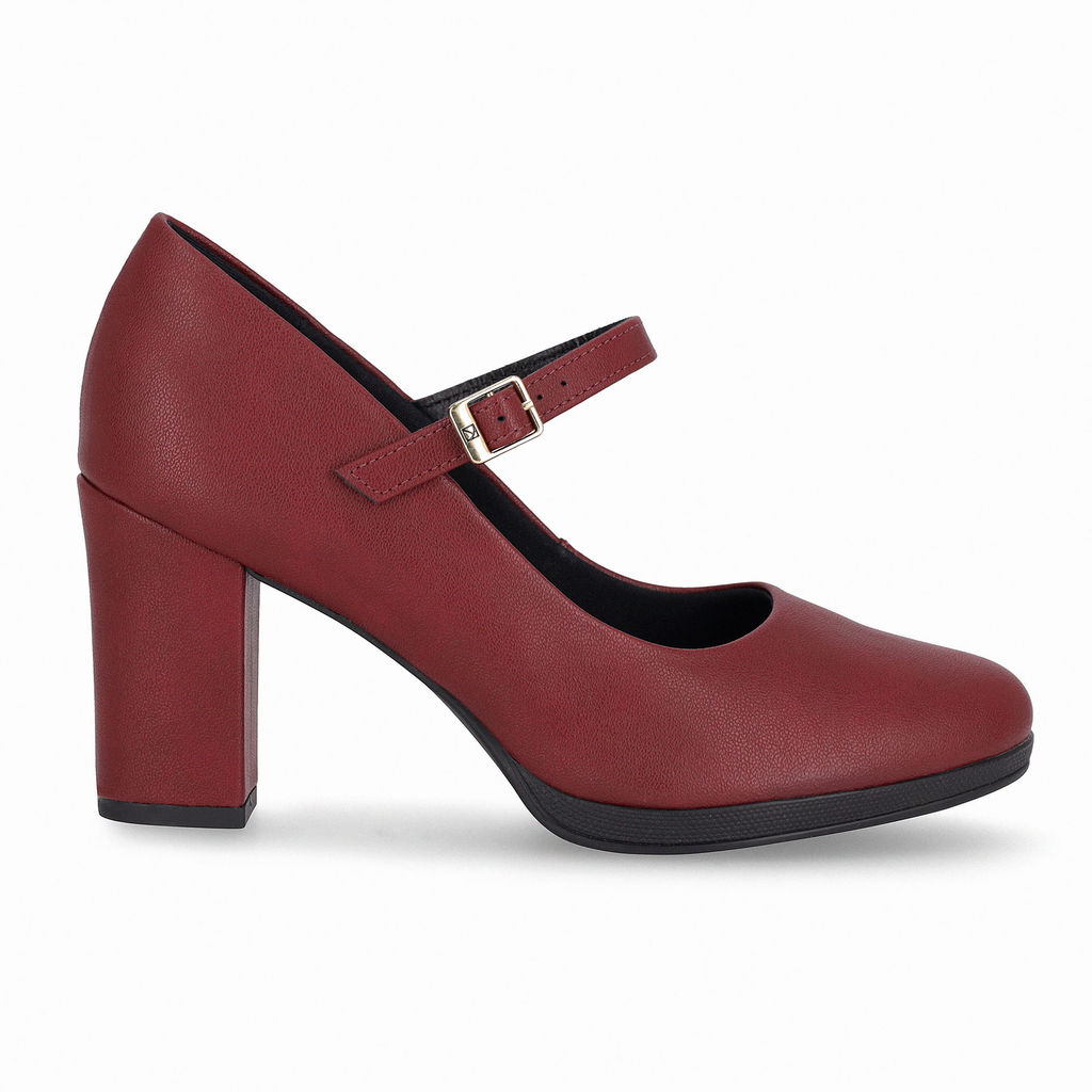 Scarpin Boneca Deise Salto Alto Burgundy